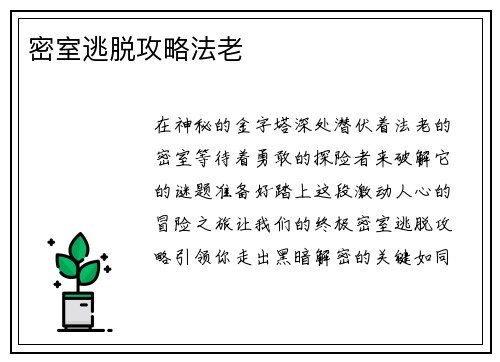密室逃脱攻略法老